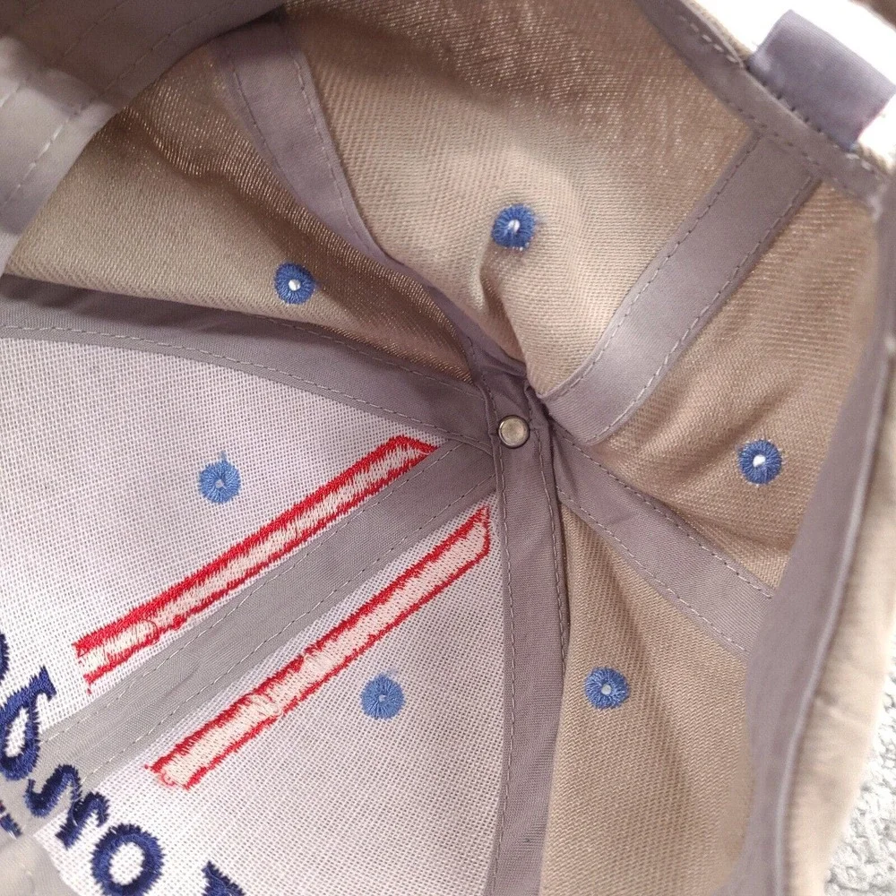 London UK British Hat Cap Beige Blue Denim Flag Buckle Strap‎ One Size Cotton